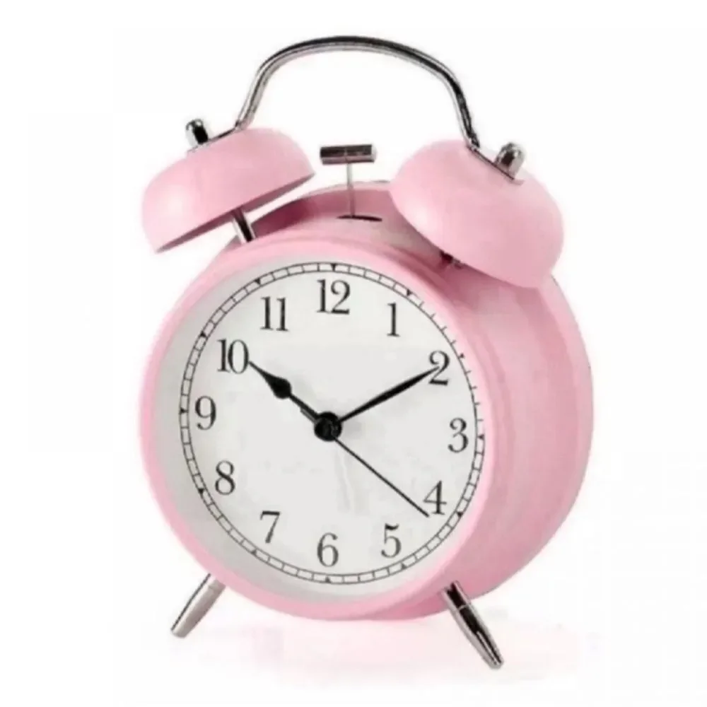 New  4 Inches Twin Bell Alarm Dial, Battery Operated Clock-pink